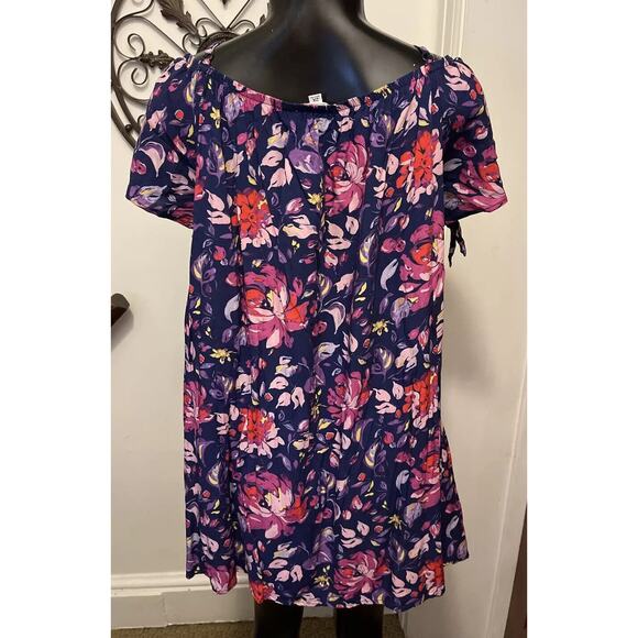 2X Grayson Threads Floral Multi-Color Off Shoulder Adjustable Strap Womens Top - Picture 7 of 11